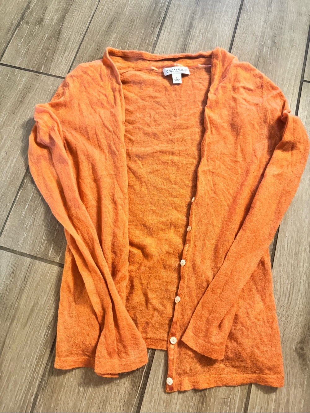 Banana Republic Italian Yarn Orange Lightweight Button-Front Cardigan
